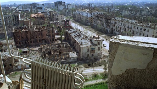 Вид на Ленинский проспект Грозного, 1996 год, архивное фото